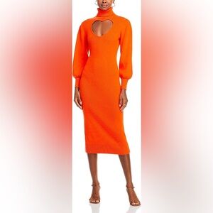 Farm Rio Heart Cutout Long Sleeve Stretchy Knit Maxi Dress
